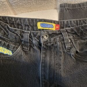 Men's Black Short Wide Empire Jeans